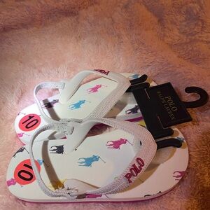 Polo by Ralph Lauren Kids White and Multicolor Flip Flops